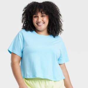 Women's Essential Crewneck Short Sleeve Top - All In Motion Light Blue XXL